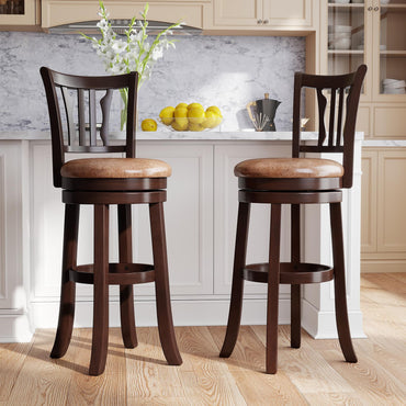 Goflame 30" Upholstered Bar Height Swivel Bar Stools Set of 2/4 with Back and Solid Rubber Frame