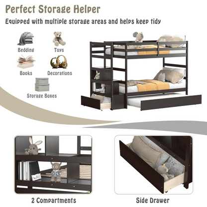 Goflame Twin-Over-Twin Bunk Bed with Trundle