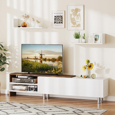 Goflame 80 Inch TV Stand and 2 Floating Shelves Set