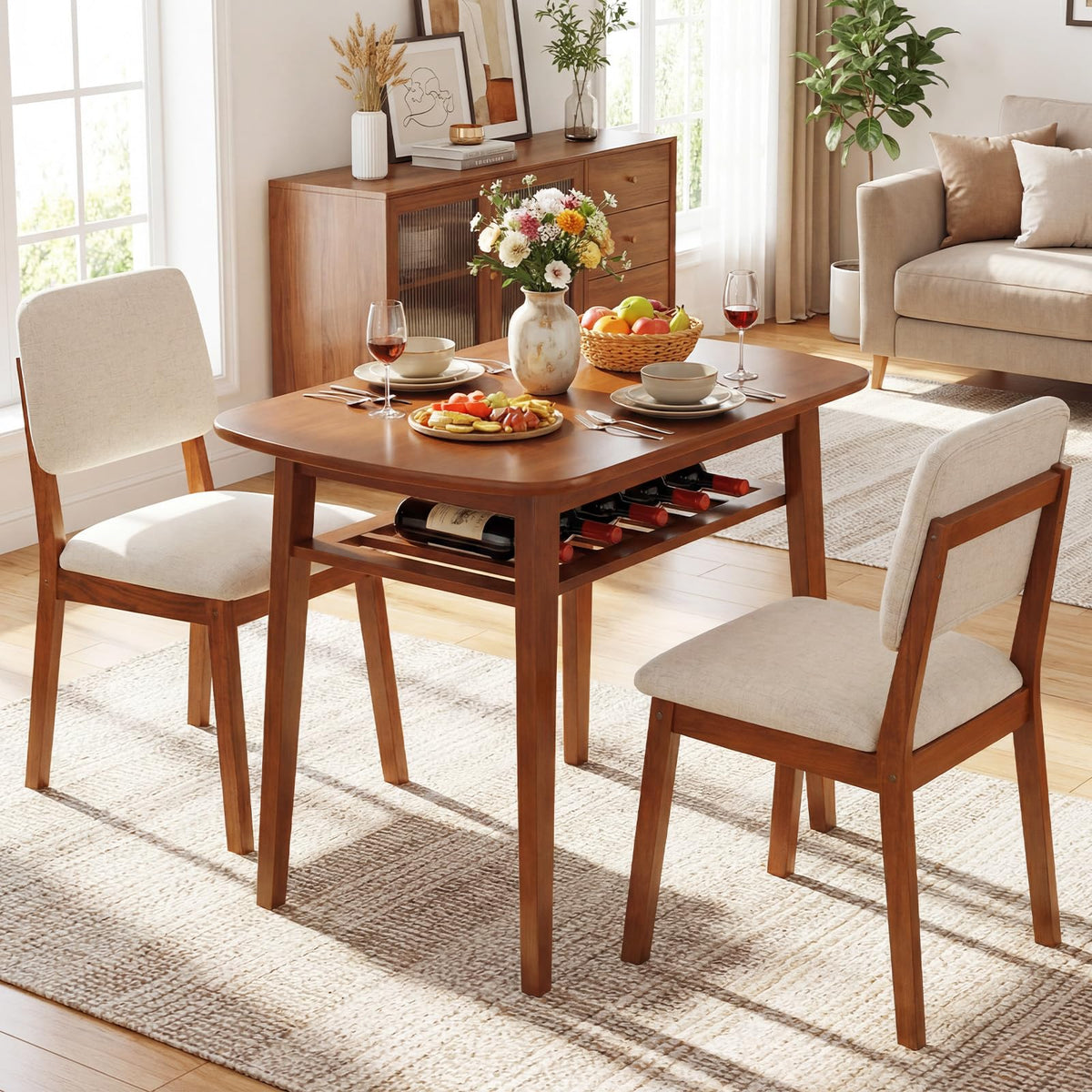 Goflame Space Saving Kitchen Table and Chairs Set w/Rubber Wood Frame