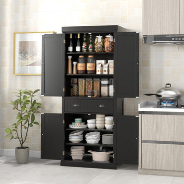Goflame Pantry Organizers and Storage, 72" Tall Kitchen Cabinet with 2-Door Cabinets & Drawer, Buffet Sideboard