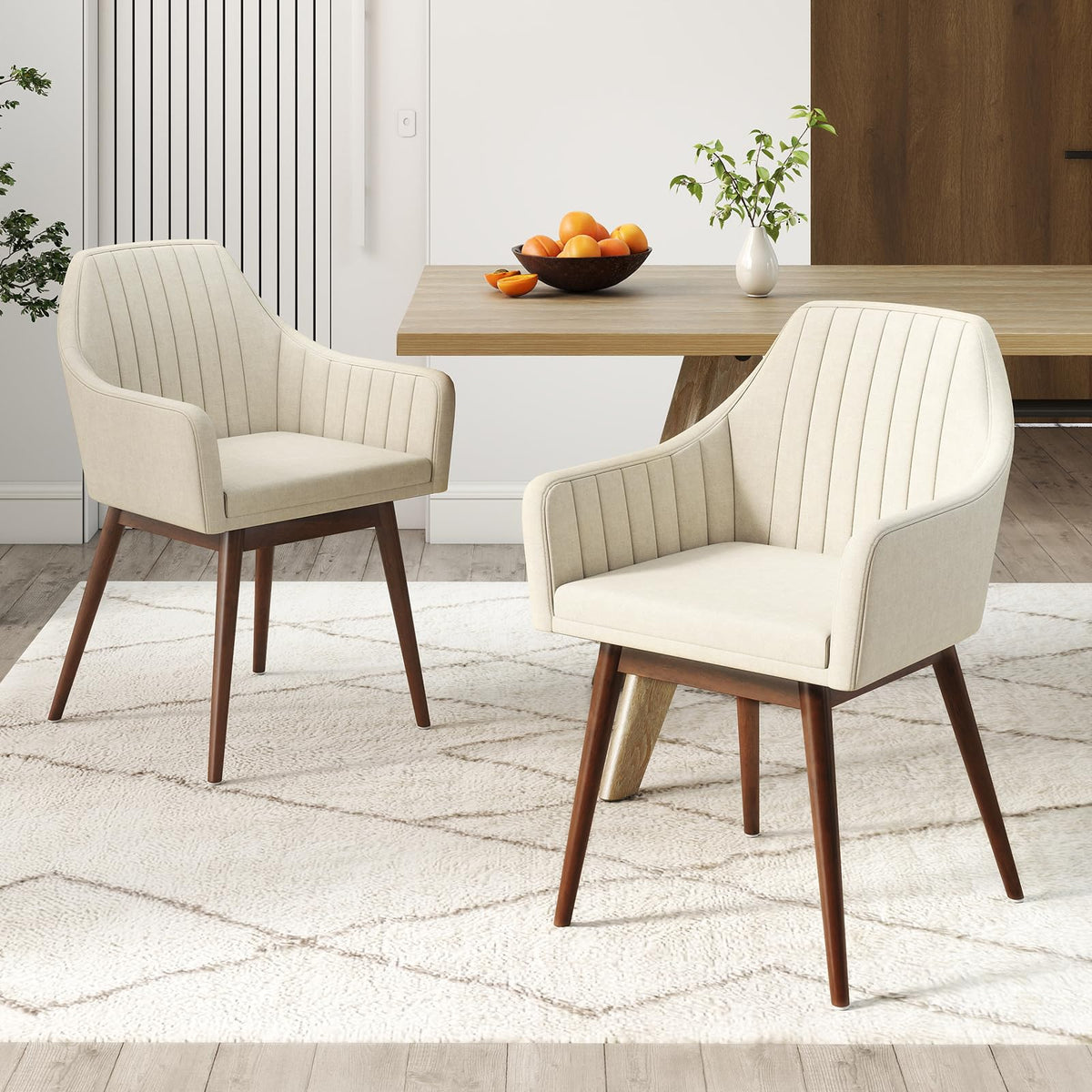 Goflame Upholstered Dining Chairs Set of 2/4 Mid Century Kitchen Chairs with Wrap-Around Backrest
