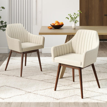 Goflame Upholstered Dining Chairs Set of 2/4 Mid Century Kitchen Chairs with Wrap-Around Backrest