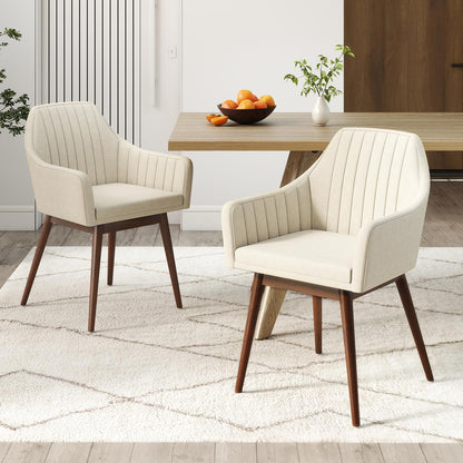 Goflame Upholstered Dining Chairs Set of 2/4 Mid Century Kitchen Chairs with Wrap-Around Backrest