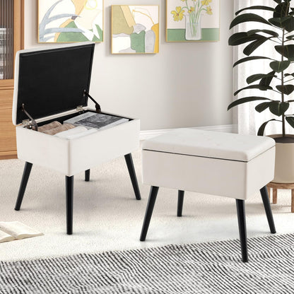 Goflame 20" Ottoman with Storage - Set of 1/2 Makeup Vanity Bench with Flip Top Storage