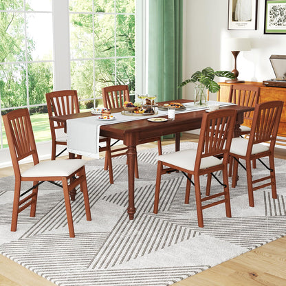 Goflame Folding Dining Chairs Set of 2/4, Modern Kitchen Chairs w/Padded Seat & Slatted Backrest, Rubber Wood Frame
