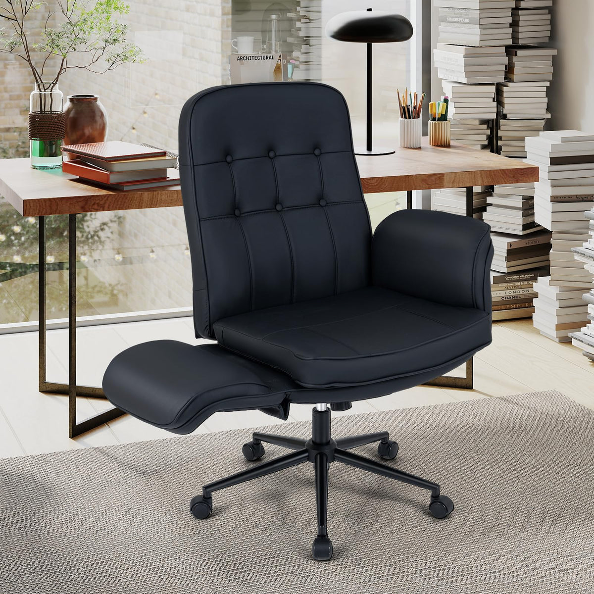 Goflame Criss Cross Chair with Armrests & Wheels
