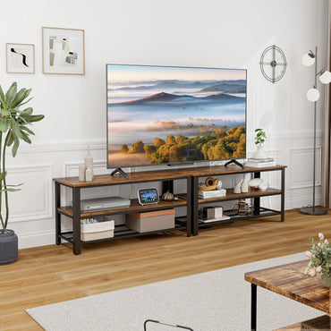 Goflame TV Stand for Bedroom and Living Room - 3-Tier Industrial Entertainment Center with Open Storage Shelves