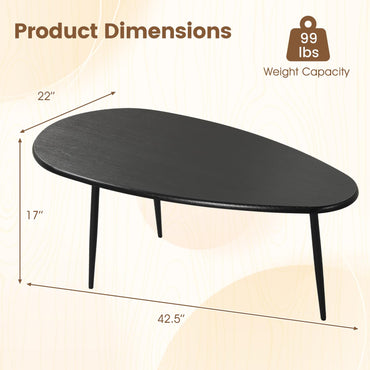 Goflame Oval Coffee Table | Mid Century Modern Center Table with Sturdy Metal Frame and Compact Design