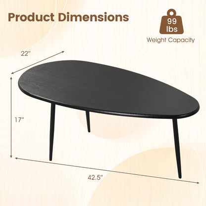Goflame Oval Coffee Table | Mid Century Modern Center Table with Sturdy Metal Frame and Compact Design