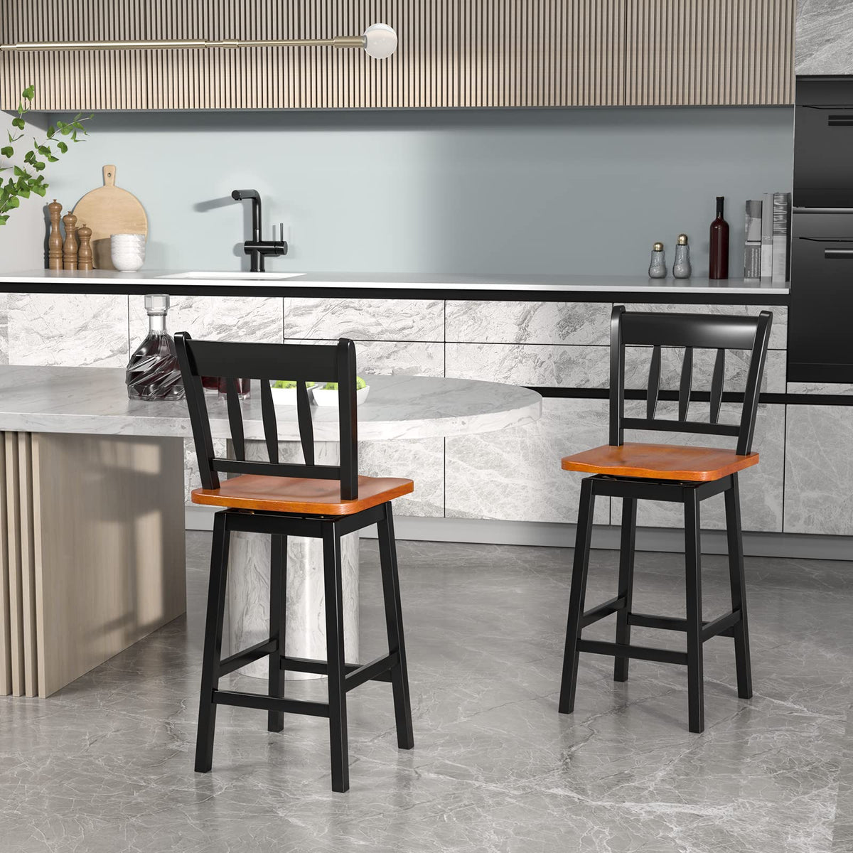 30.5 Inch Rubber Wood Bar Chairs - Goflame