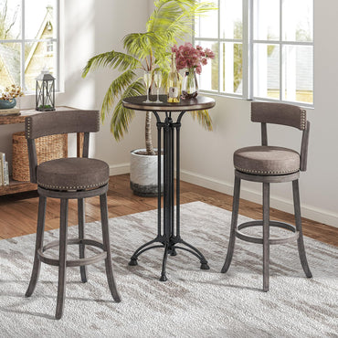 Goflame 31" Bar Stools Set, Swivel Bar Height Bar Chairs with Footrest, Rubber Wood Frame