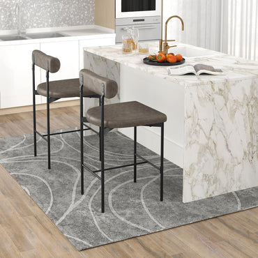 Goflame Counter Height Bar Stools, 26 Inch Upholstered Bar Chairs with Back