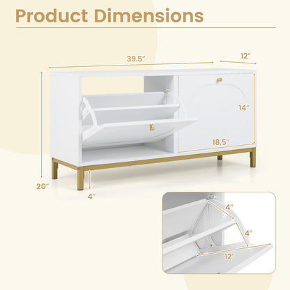 Goflame Shoe Storage Bench with 2 Flip Drawers
