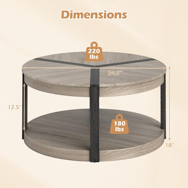 Goflame 2 Tier Round Coffee for Living Room Reception Room
