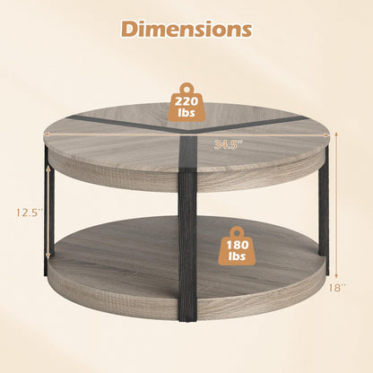 Goflame 2 Tier Round Coffee for Living Room Reception Room