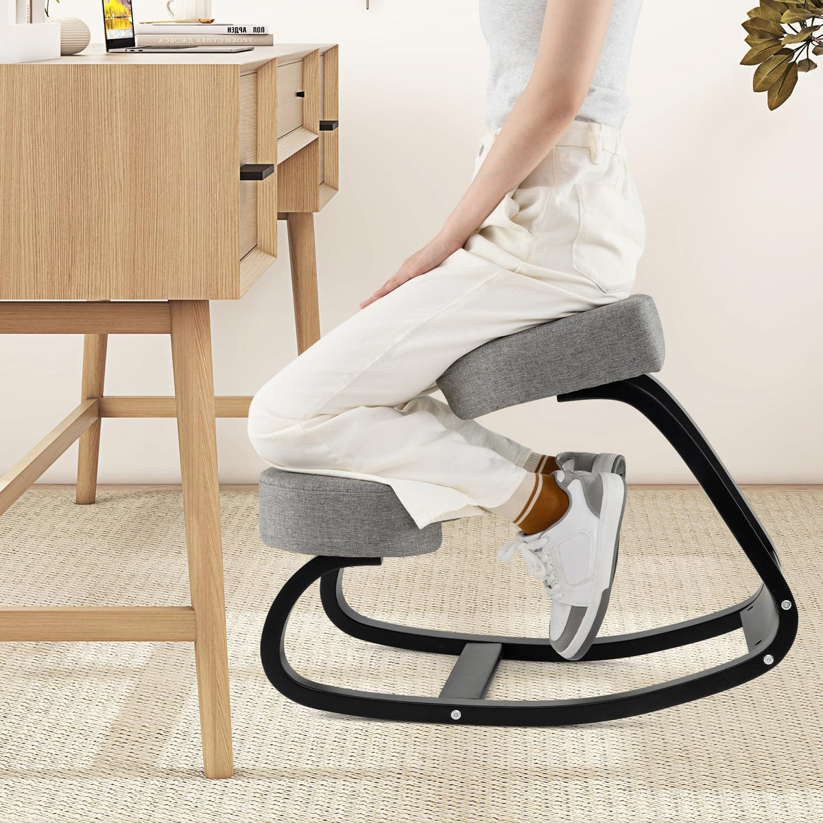 Goflame Ergonomic Kneeling Chair, Rocking Posture Chair with Padded Cushion