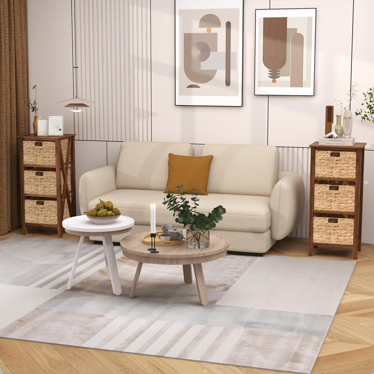 Goflame Wooden X-Design Side Table End Table