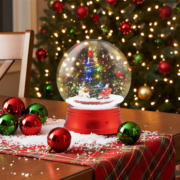 Goflame 5 Ft Christmas Snow Globe Lantern | Musical Snowy Globe Street Lamp