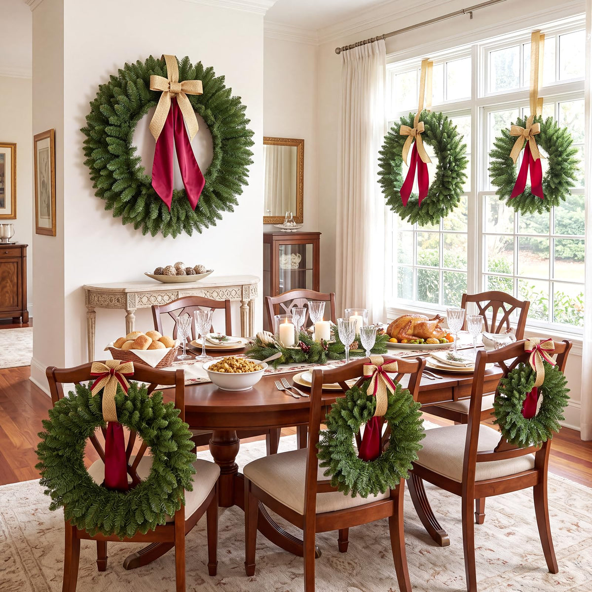 GOFLAME Nesting Christmas Wreaths Set of 6