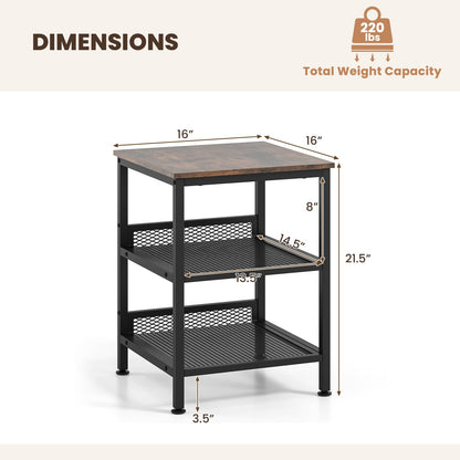 Goflame Stable Metal Frame Easy Assembly Accent Wood Look Printer Table Bedroom Nightstand(1,Black&Rustic Brown)