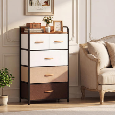 Goflame 5-Drawer Fabric Dresser with Removable Fabric Bins