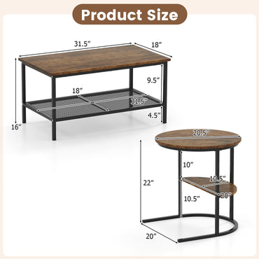 Goflame Nesting Coffee Table Set of 2 Detachable Rectangular Table