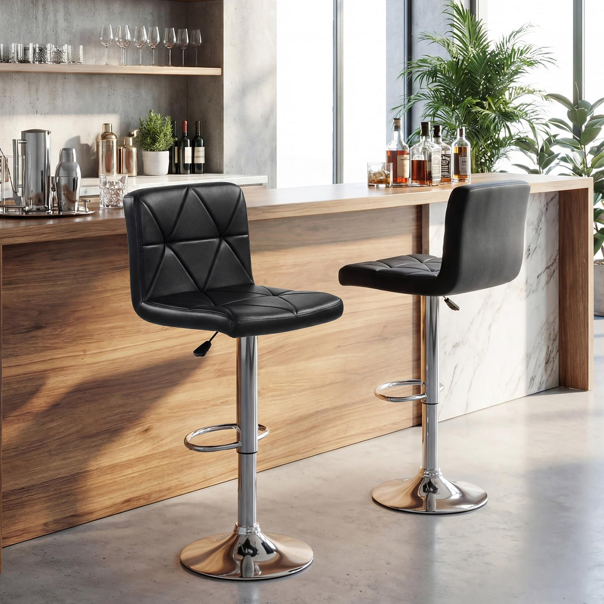 Goflame Modern Faux Leather Upholstered Counter Height Barstools Set of 2/4