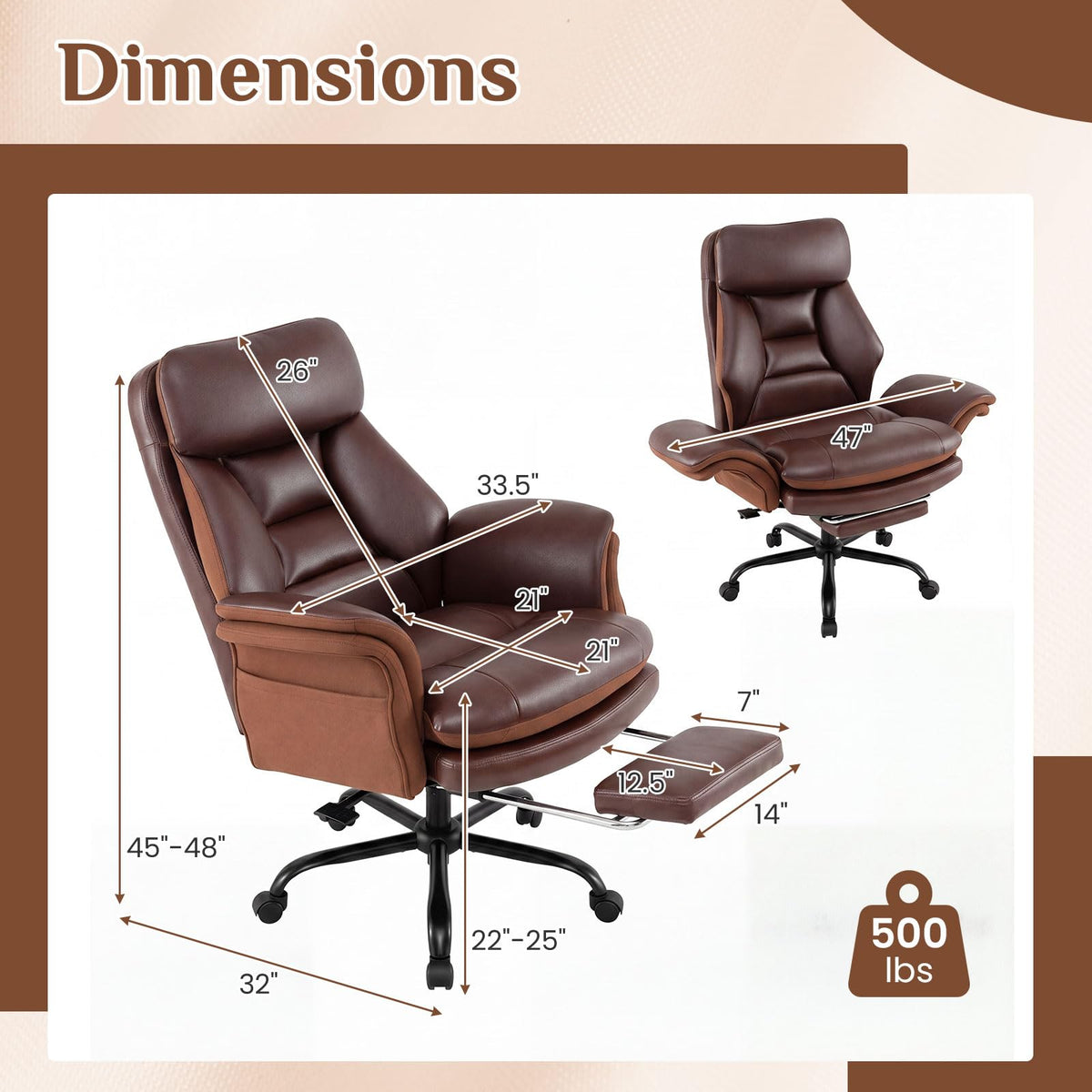 Goflame Big & Tall Office Chair with Adjustable Armrest