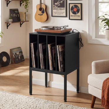 Goflame Record Player Stand with 4 Cabinet Up to 150 Albums