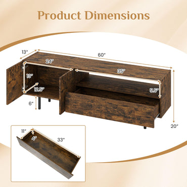 Goflame Wooden TV Stand for TVs up to 70" with Storage Cabinet