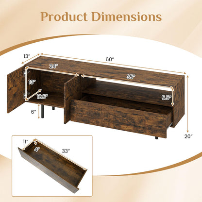 Goflame Wooden TV Stand for TVs up to 70" with Storage Cabinet