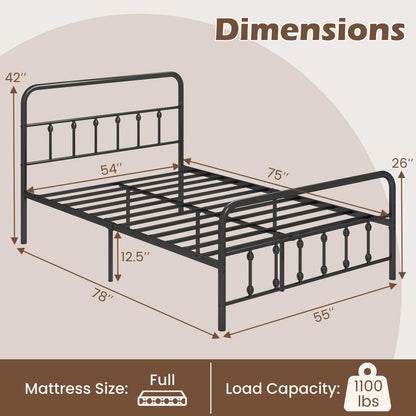 Goflame King/Queen/Full Size Metal Platform Bed Frame, Victorian Style Platform Bed with Headboard & Footboard