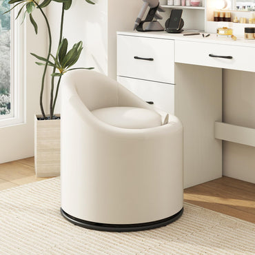 Goflame Swivel Accent Chair with Storage, 360° Upholstered Vanity Chair with Backrest