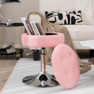 GOFLAME 360° Swivel PU Leather Vanity Stool with Storage Set of 2