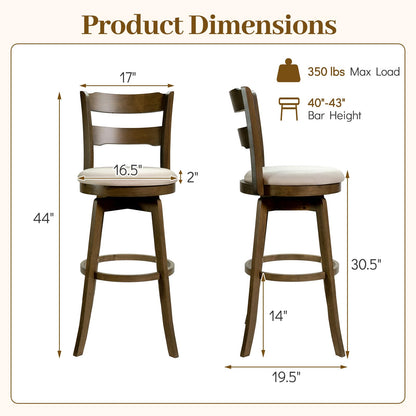 Goflame 30.5" Swivel Bar Stools Set of 2/4 with Fabric Upholstered Seat, High Back