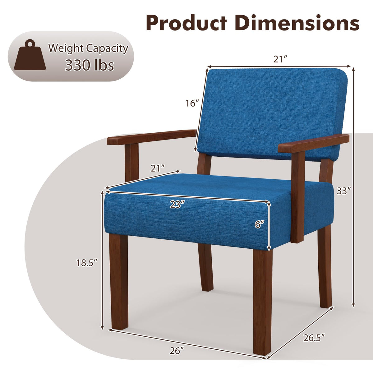 Goflame Modern Accent Chair, Linen Living Room Arm Chair w/Soft Padded Seat & Backrest