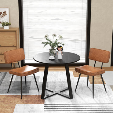 Goflame PU Leather Dining Chairs Set of 2/4, Upholstered Kitchen Chairs w/Padded Backrest & Seat, Metal Legs