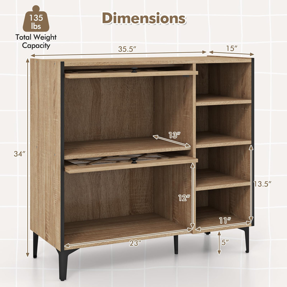 Goflame Shoe Cabinet with Flip & Slide Doors, Shoe Storage Cabinet with Adjustable Cube Shelves(Decorative Doors)