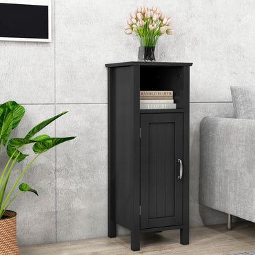 Goflame Narrow Bathroom Storage Cabinet - Corner Unit with Open Compartment, Adjustable Shelf