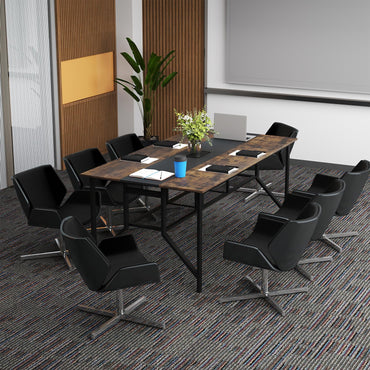 Goflame Rectangular Meeting Table with Mesh Storage Shelf and Cable Grommet