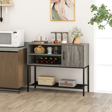 Goflame Buffet Cabinet with Power Outlets & USB Ports, Wood Coffee Bar Cabinet