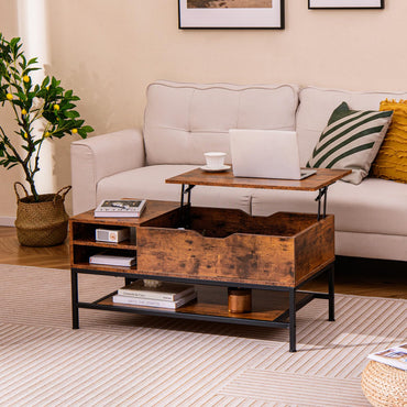 Goflame Lift Top Coffee Table, Coffee Table with Storage Shelf and Hidden Compartment
