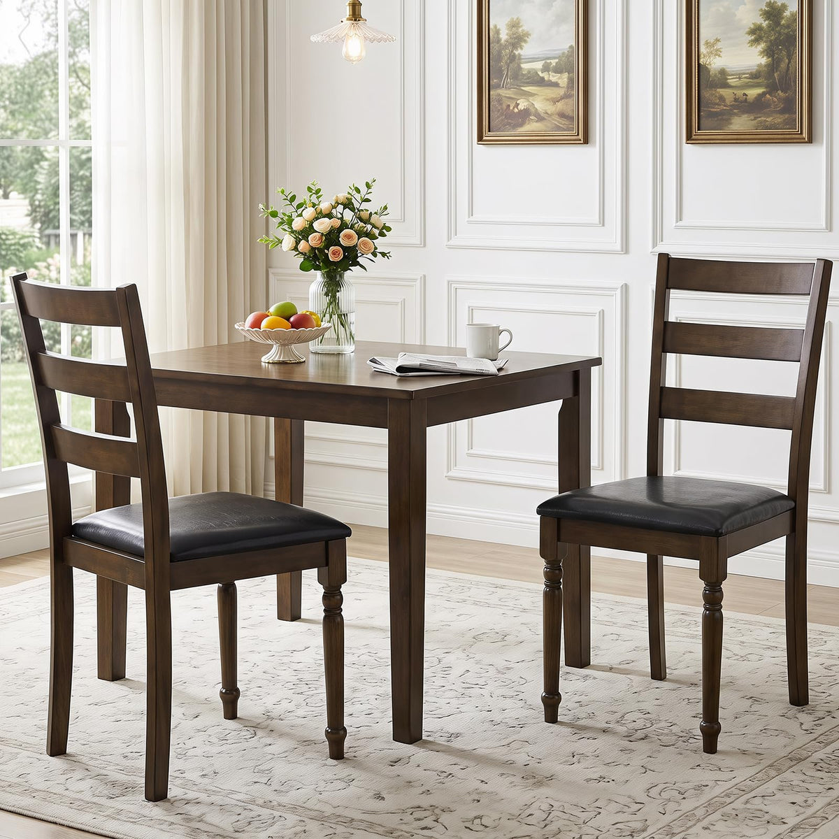 Goflame Wood Dining Chairs Set w/Soft Padded Seat & Ergonomic Backrest