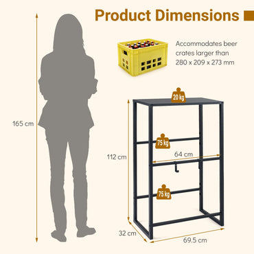 Goflame 3-Tier Drink Crate Rack for Kitchen