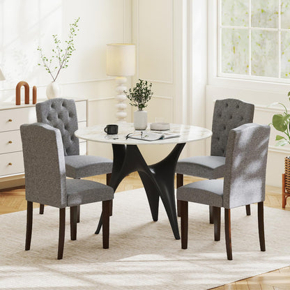 Goflame Upholstered Dining Chairs Set of 2/4 Button Tufted Fabric Upholstered Parson Chairs
