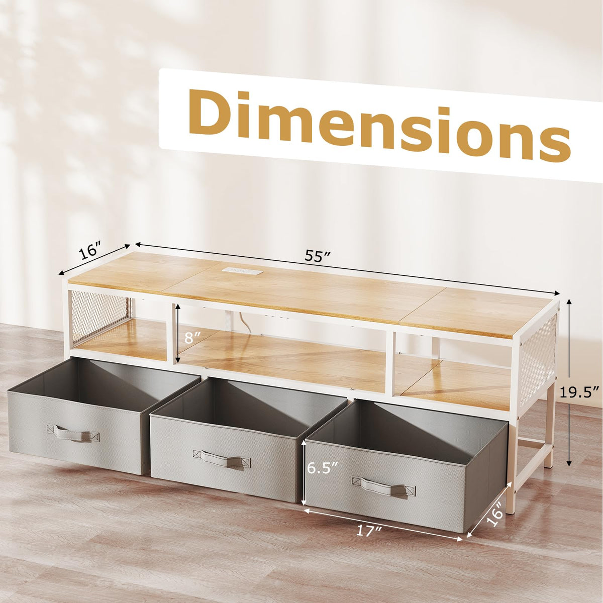 Goflame Dresser TV Stand for 65 Inch TV for Living Room Bedroom
