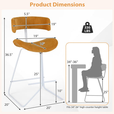 Goflame 25" Fabric Upholstered Armless Counter Height Chairs with Metal Legs & Footrest