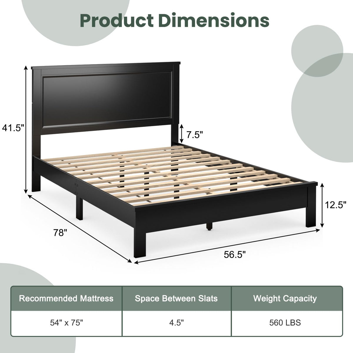 Goflame Queen/Full/Twin Size Wood Platform Bed Frame with Headboard, Mid Century Bed Frame with Solid Wood Legs & Wooden Slat Support
