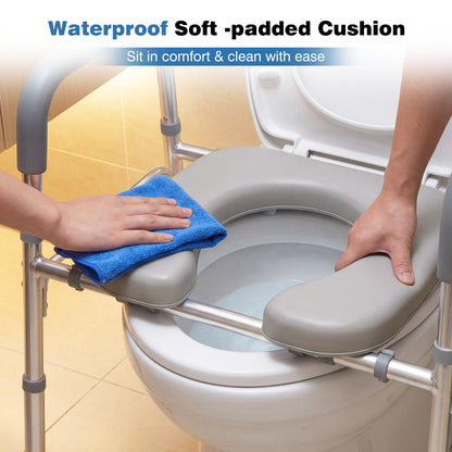 Goflame Raised Toilet Seat with Handles | Toilet Seat Riser for Seniors w/Padded Arms